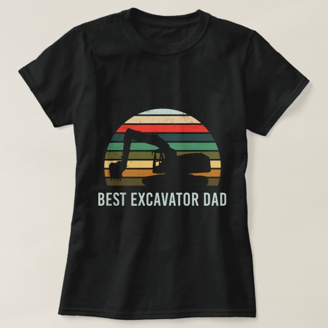 Excavator Ex retro sunset graphic drawing theme T-Shirt (Design Front)