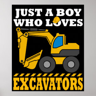 Excavator Gifts Kids Construction Gift Excavator Poster