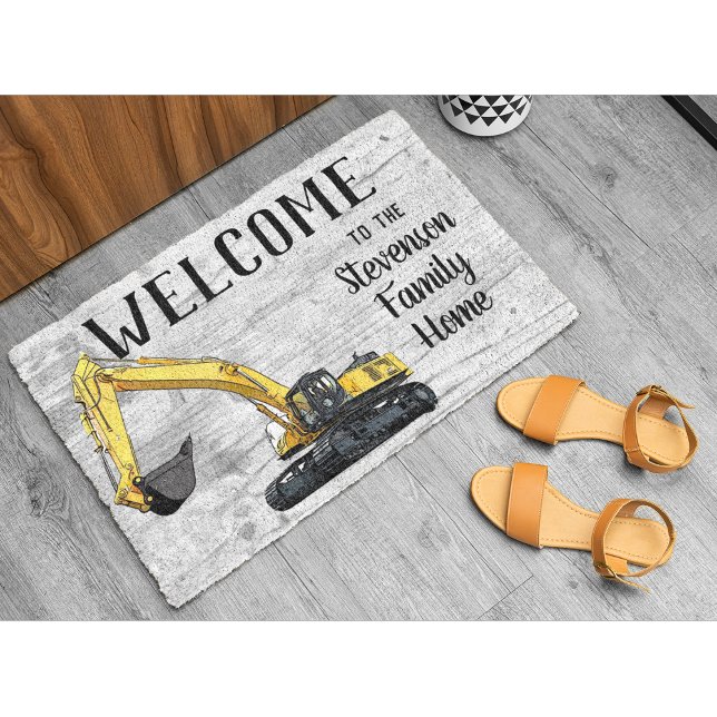 Excavator Heavy Equipment Construction Welcome Doormat (Creator Uploaded)