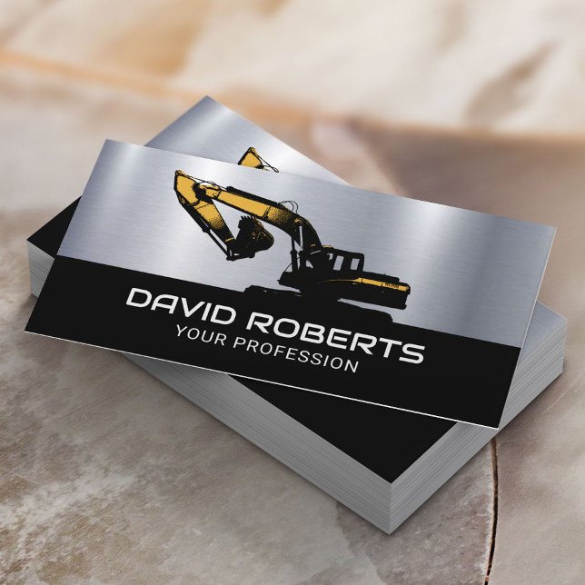 Excavator Heavy Equipment Operator Metal Business Card (Creator Uploaded)