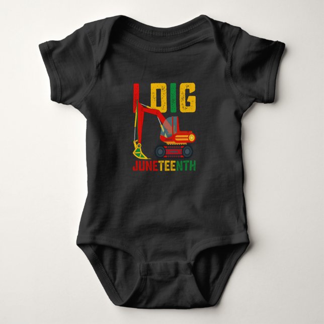 Excavator I Dig Juneteenth Kids Baby Bodysuit (Front)