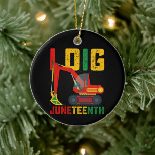 Excavator I Dig Juneteenth Kids Ceramic Ornament