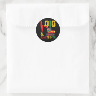 Excavator I Dig Juneteenth Kids Classic Round Sticker