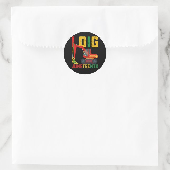 Excavator I Dig Juneteenth Kids Classic Round Sticker (Bag)