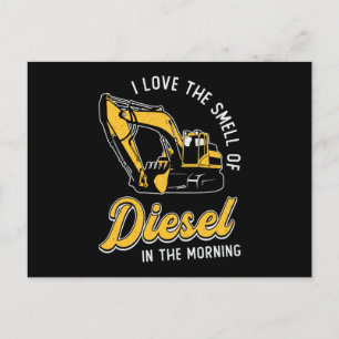 Excavator I Love The Smell Construction Worker Postcard