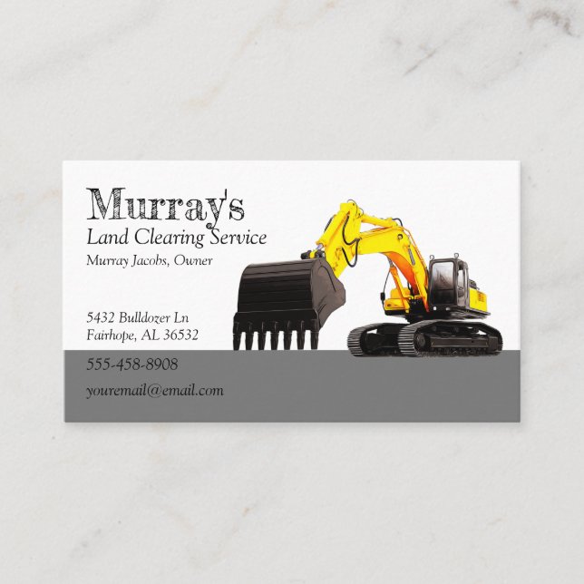 Excavator Land Clearing Business Card (Front)