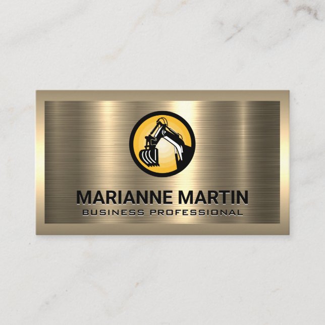 Excavator Logo | Gold Brushed  Business Card (Front)