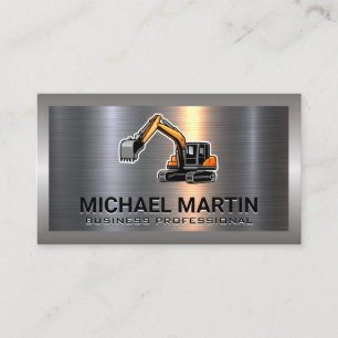 Excavator Logo   Metal   Business Card