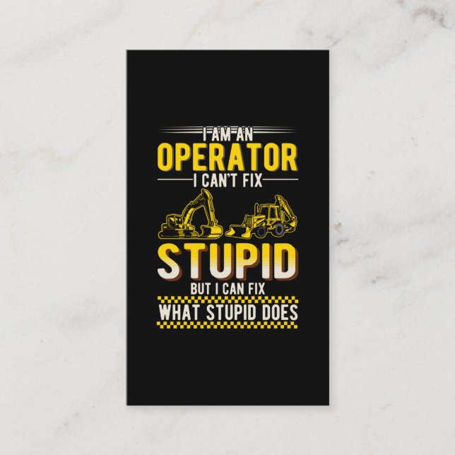 Excavator Operator Coworker Humour Business Card (Front)