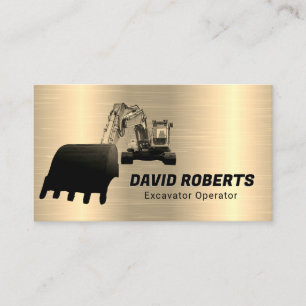Excavator Operator Gold Construction Contractor Business Card