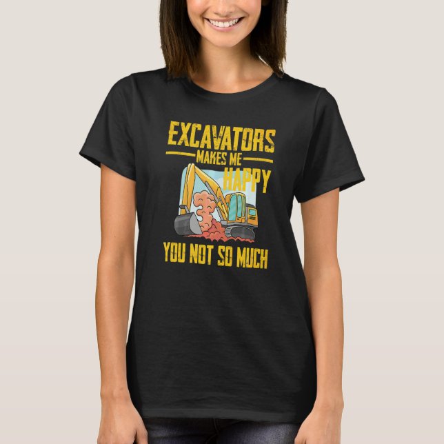Excavator Operator Remote Control Digger Machine R T-Shirt (Front)