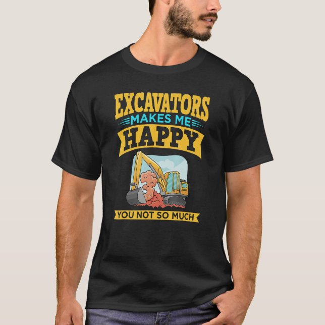 Excavator Operator Remote Control Digger Machine R T-Shirt (Front)
