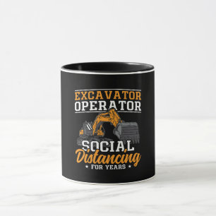 Excavator Operator Social Distancing Construction Mug