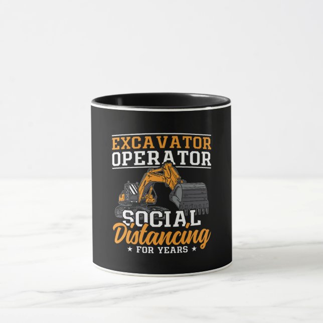 Excavator Operator Social Distancing Construction Mug (Center)