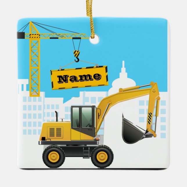 Excavator Ornament  add Name Christmas (Front)