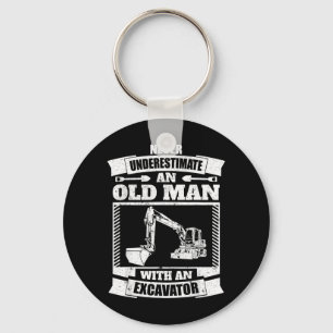 Excavator Shirt Funny Backhoe Key Ring