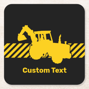 Excavator Square Paper Coaster