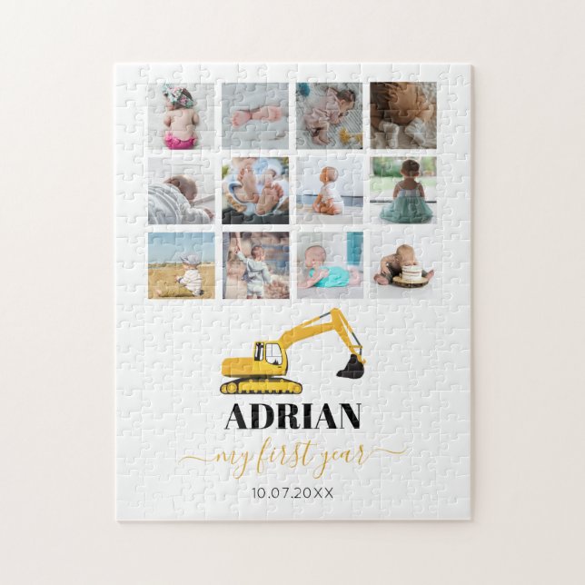 Excavator Truck Baby First Year Photo Collage Jigsaw Puzzle (Vertical)