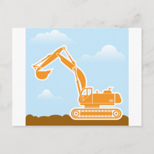 Excavator Vector Postcard