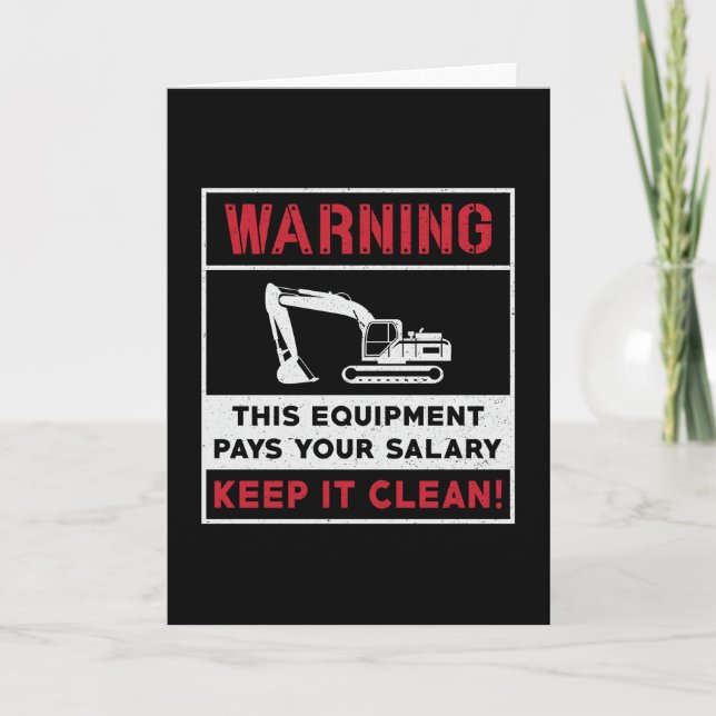 Excavator Warning This Equipment Construction Card (Front)