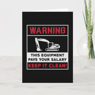 Excavator Warning This Equipment Construction Card