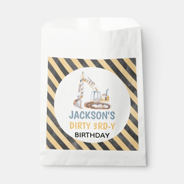 Excavator Yellow Construction Dirty 3rdy  Favour Bag (Front)