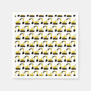 Excavators, construction birthday party napkin
