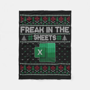 Excel Freak In The Sheets Spreadsheet Ugly Sweater Fleece Blanket
