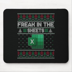 Excel Freak In The Sheets Spreadsheet Ugly Sweater Mouse Pad