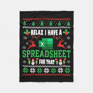 Excel Ugly Christmas Sweater I Have A Spreadsheet Fleece Blanket