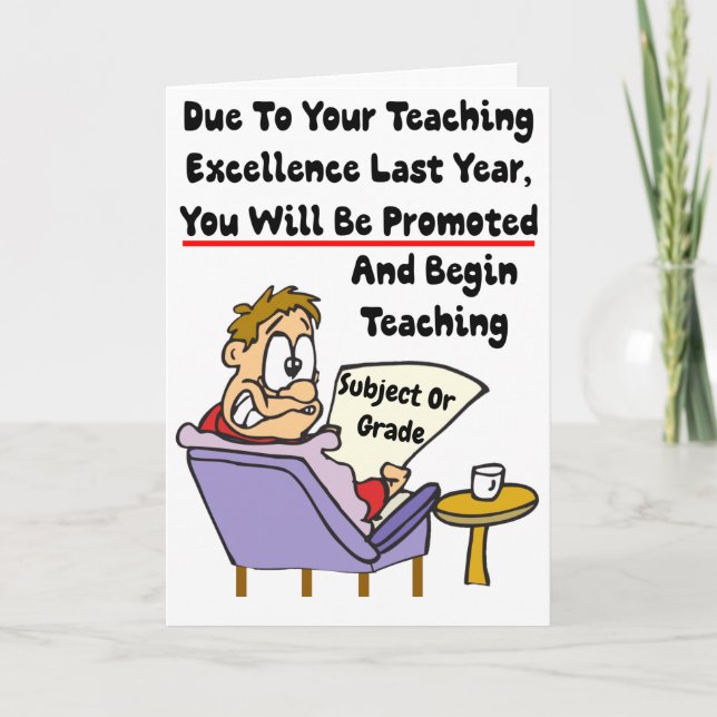 Excellence In Teaching - New Grade Or Subject Fun Card (Front)