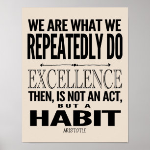 Excellence Is A Habit   Choose Your Colour Poster