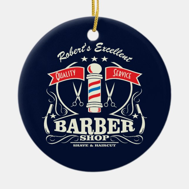 Excellent Barber Shop Stylist Shave Ceramic Ornament (Front)