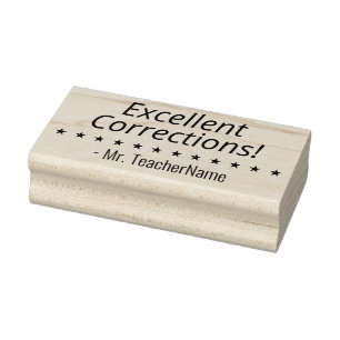 "Excellent Corrections!" Educator Rubber Stamp