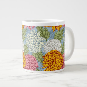 Excellent pattern with chrysanthemums large coffee mug