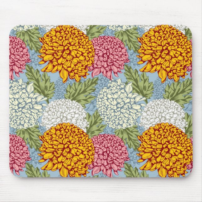 Excellent pattern with chrysanthemums mouse pad (Front)
