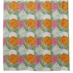 Excellent pattern with chrysanthemums shower curtain