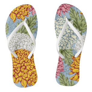 Excellent pattern with chrysanthemums thongs