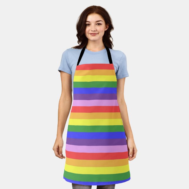 Excellent quality Rainbow Stripe Bright Colours Apron (Worn)