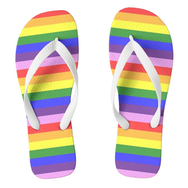 Excellent quality Rainbow Stripe Bright Colours Thongs (Footbed)