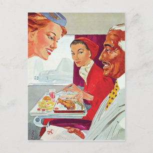 Excellent service in aeroplane postcard