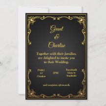 Excellent Wedding Invitation, gold and black
