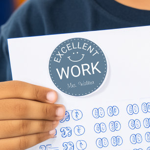 Excellent Work Personalised Teachers Classic Round Sticker