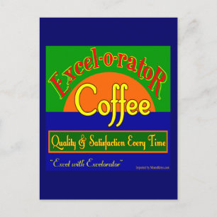 Excelorator Coffee Retro Label Art Postcard