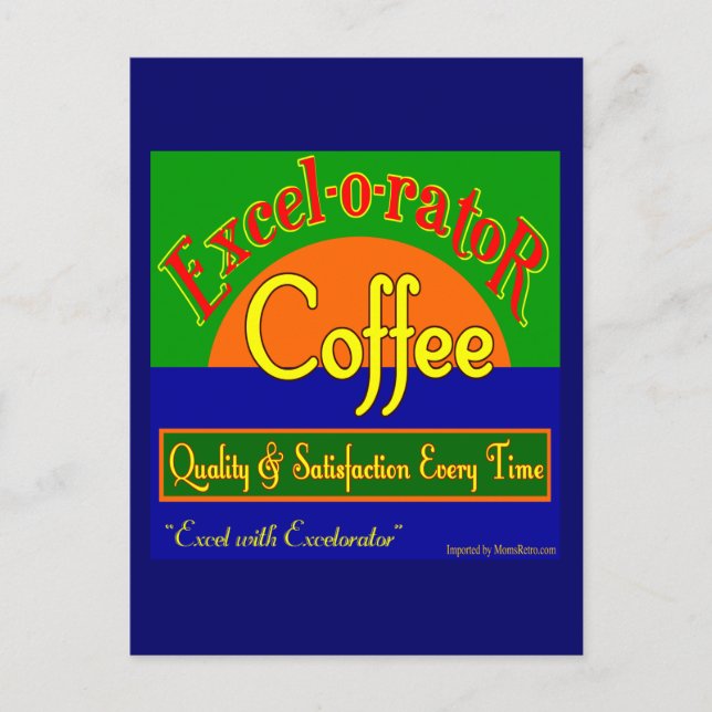 Excelorator Coffee Retro Label Art Postcard (Front)