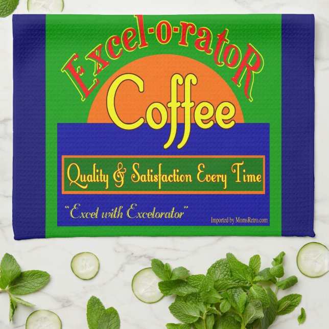 Excelorator Retro Coffee Label Kitchen Towel (Folded)