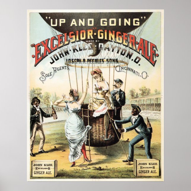 EXCELSIOR GINGER ALE Hot Air Balloon Retro Poster (Front)