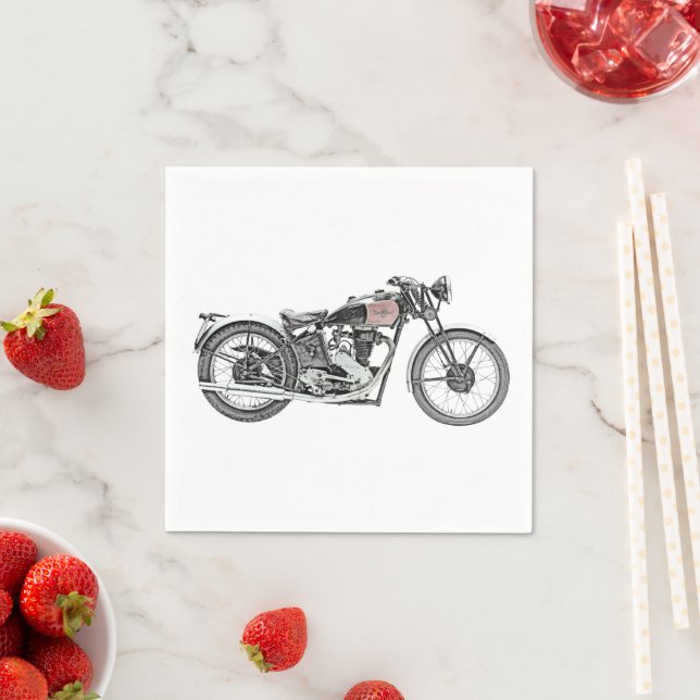 Excelsior Warrior Motorcycle Drawing Motorbike Napkin (Insitu)
