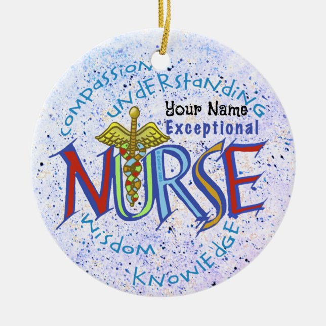 Exceptional nurse motto  ceramic ornament (Front)