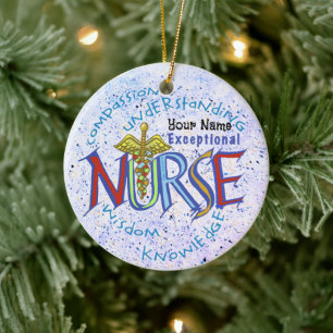 Exceptional Nurses Motto nurse Ceramic Ornament